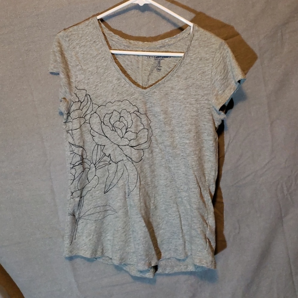Gray T-shirt with Flower Design